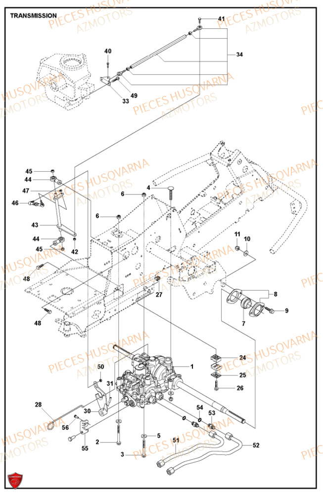 Transmission 2 HUSQVARNA PIECES TONDEUSE AUTOPORTEE R316TXAWD RIDER HUSQVARNA