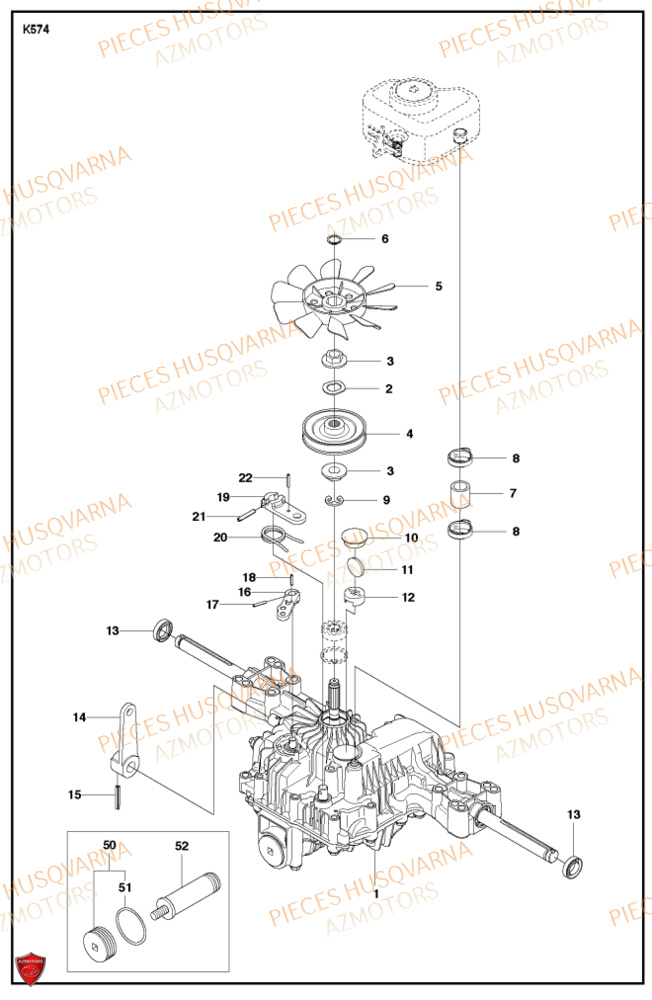 Transmission 3 HUSQVARNA PIECES TONDEUSE AUTOPORTEE R316TXAWD RIDER HUSQVARNA