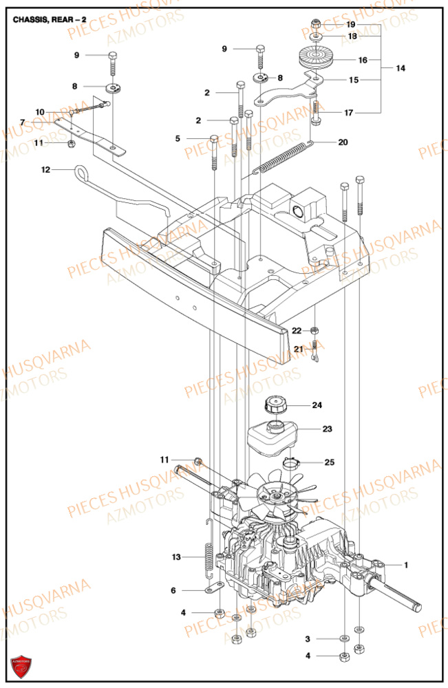 Arriere Du Chassis 1 HUSQVARNA PIECES TONDEUSE AUTOPORTEE R316TX RIDER HUSQVARNA