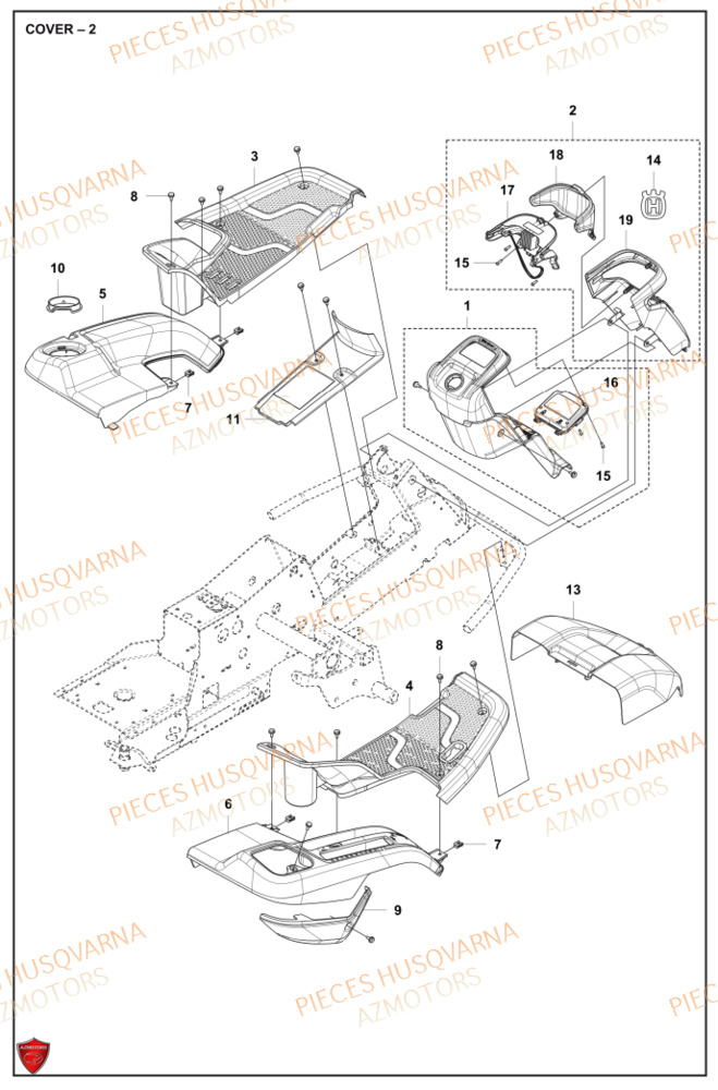 Couvercle 1 HUSQVARNA PIECES TONDEUSE AUTOPORTEE R316TX RIDER HUSQVARNA