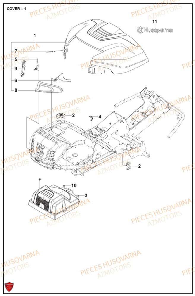 Couvercle 2 HUSQVARNA PIECES TONDEUSE AUTOPORTEE R316TX RIDER HUSQVARNA