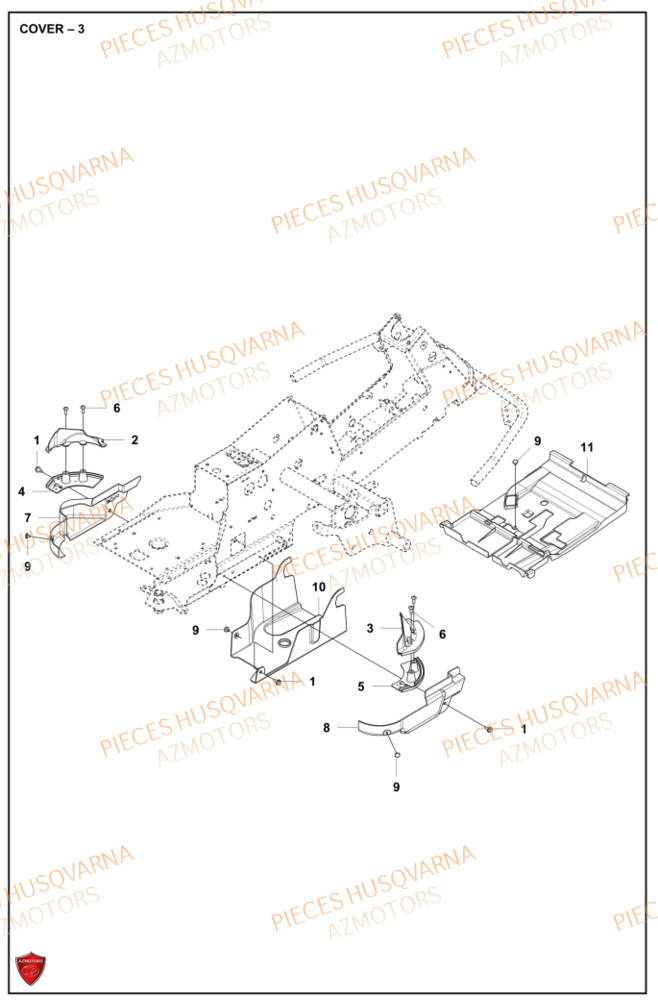 Couvercle 3 HUSQVARNA PIECES TONDEUSE AUTOPORTEE R316TX RIDER HUSQVARNA