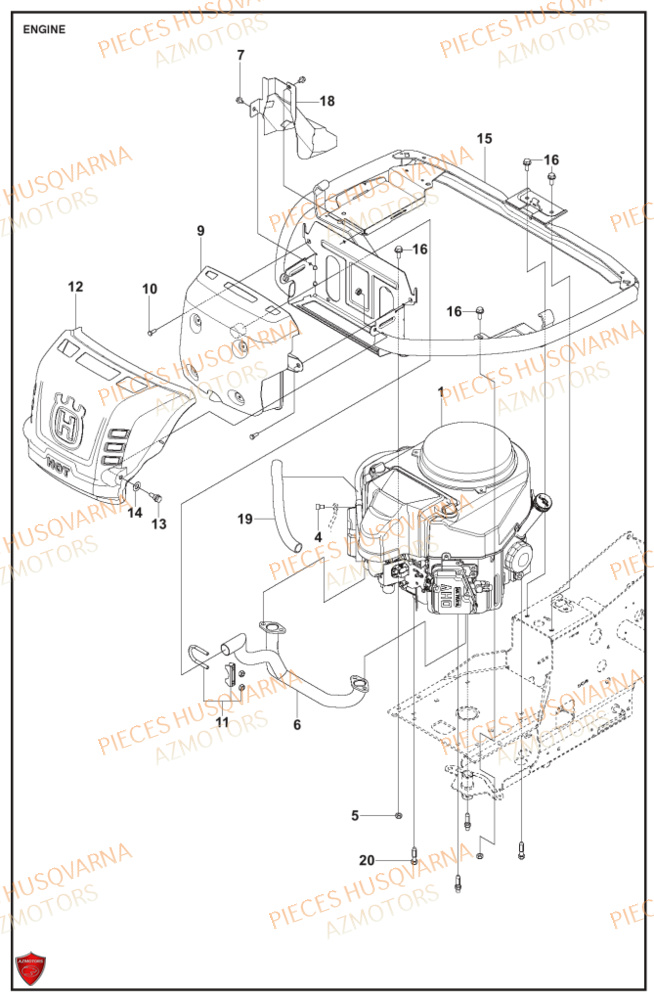 Moteur HUSQVARNA PIECES TONDEUSE AUTOPORTEE R316TX RIDER HUSQVARNA