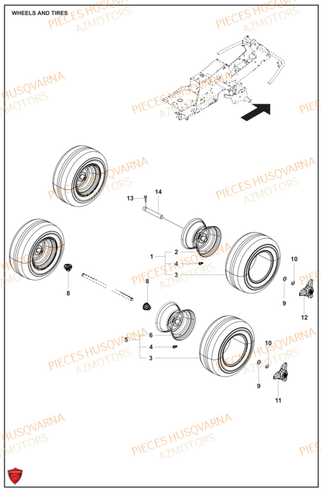 Roues Et Pneus HUSQVARNA PIECES TONDEUSE AUTOPORTEE R316TX RIDER HUSQVARNA