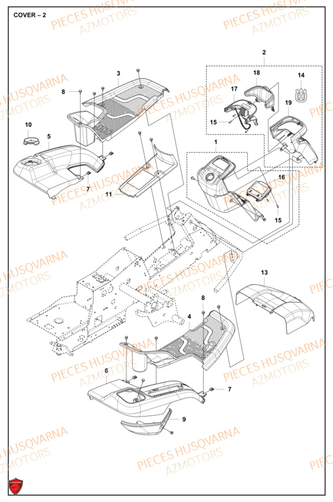 Couvercle 1 HUSQVARNA PIECES TONDEUSE AUTOPORTEE R318X RIDER HUSQVARNA