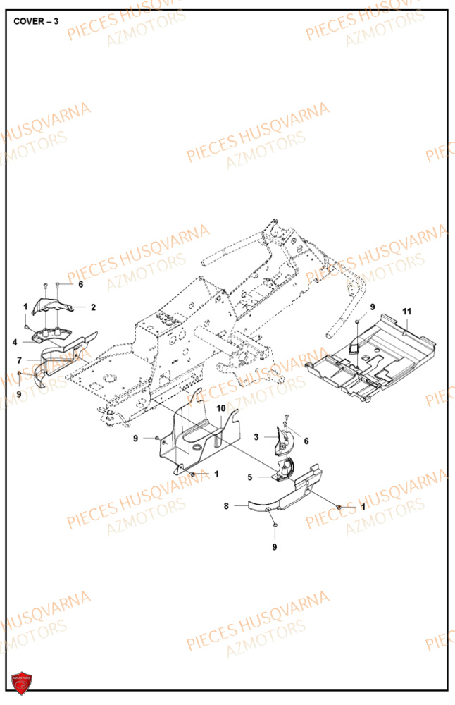 Couvercle 3 HUSQVARNA PIECES TONDEUSE AUTOPORTEE R318X RIDER HUSQVARNA