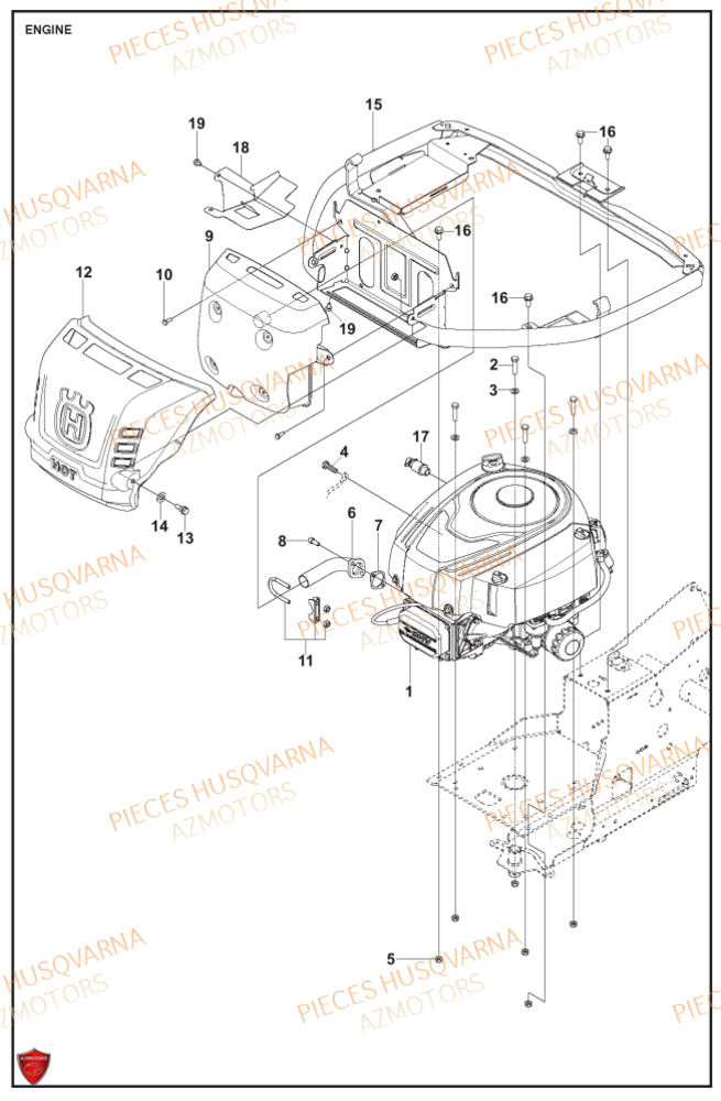 Moteur HUSQVARNA PIECES TONDEUSE AUTOPORTEE R318X RIDER HUSQVARNA