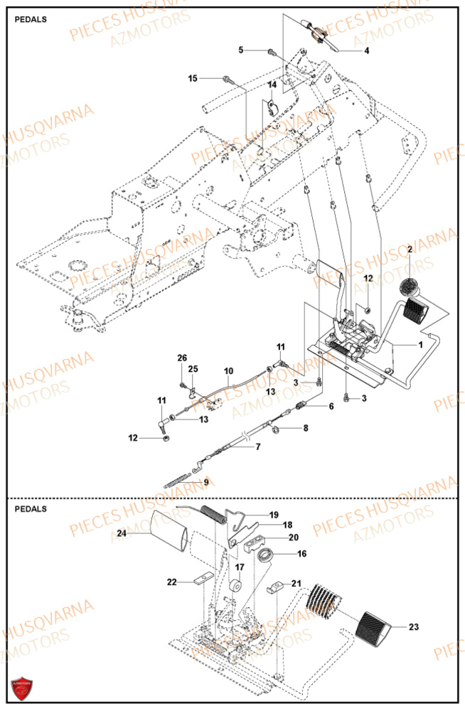 Pedales HUSQVARNA PIECES TONDEUSE AUTOPORTEE R318X RIDER HUSQVARNA