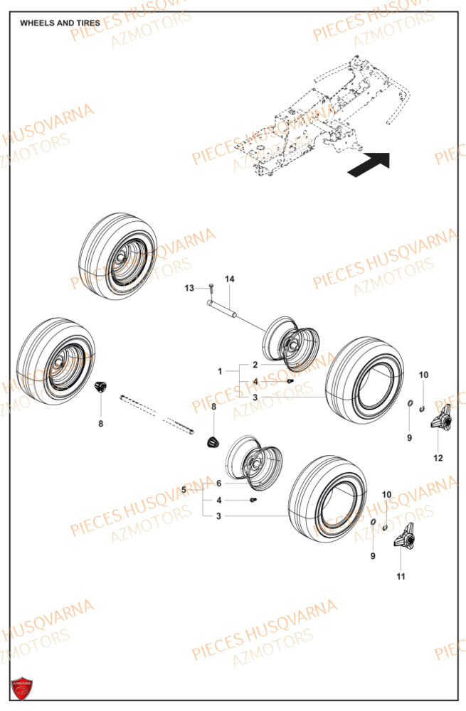 Roues Et Pneus HUSQVARNA PIECES TONDEUSE AUTOPORTEE R318X RIDER HUSQVARNA