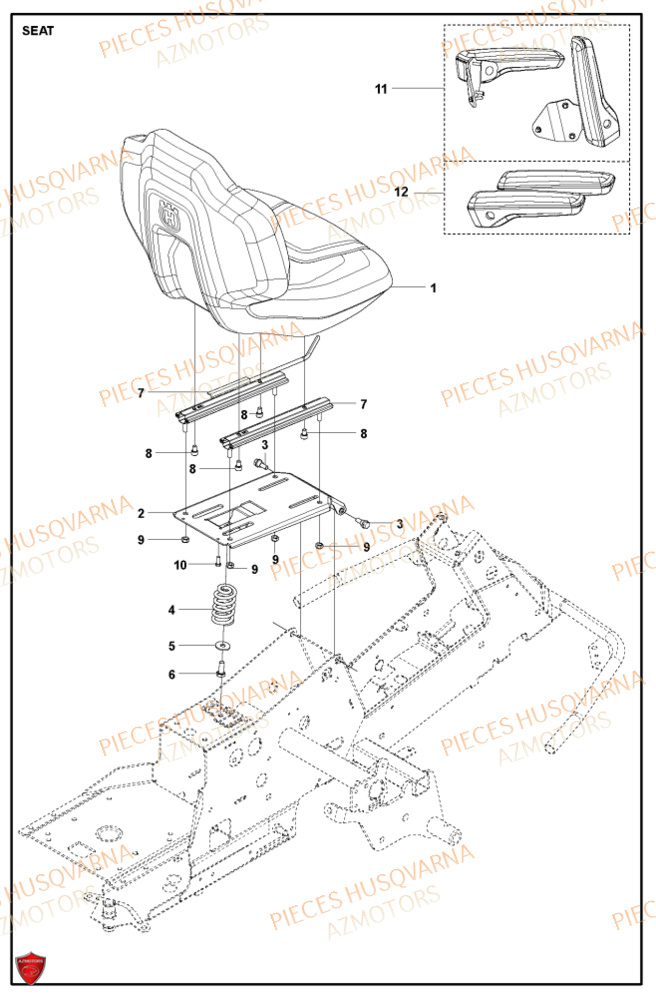 Siege HUSQVARNA PIECES TONDEUSE AUTOPORTEE R318X RIDER HUSQVARNA