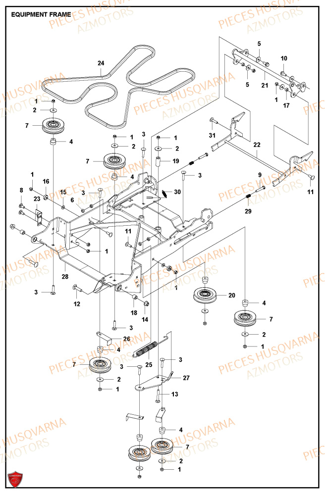Accessoires HUSQVARNA PIECES TONDEUSE AUTOPORTEE R420TSXAWD RIDER HUSQVARNA