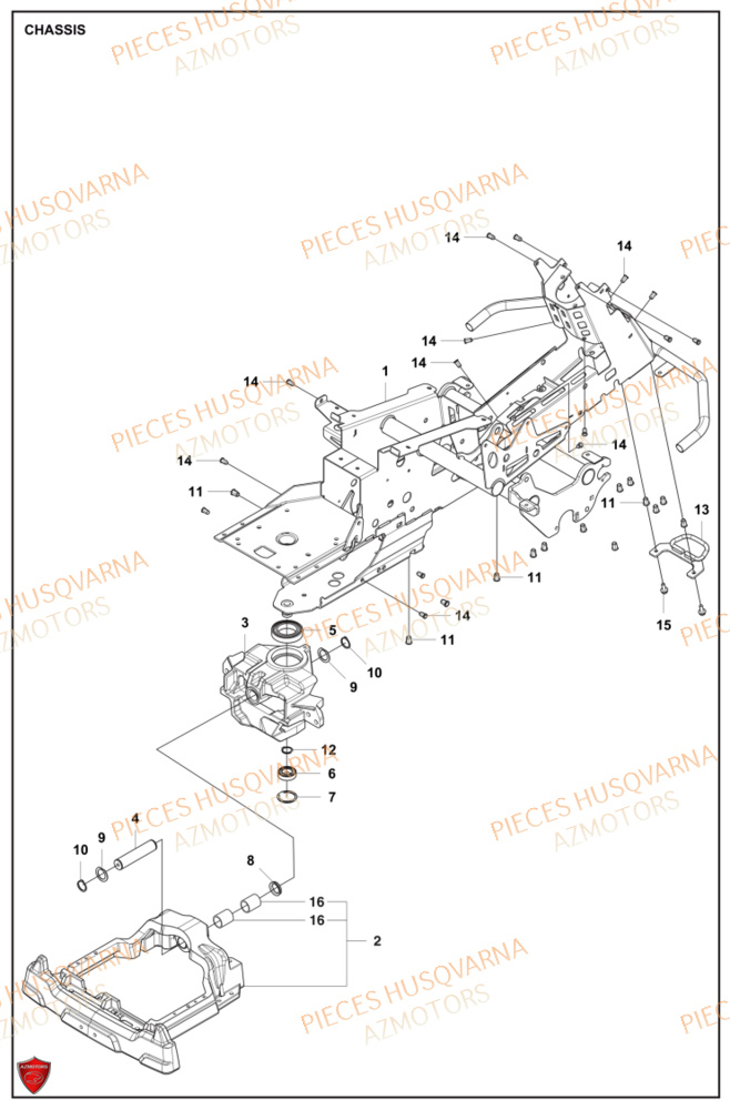 Chassis HUSQVARNA PIECES TONDEUSE AUTOPORTEE R420TSXAWD RIDER HUSQVARNA