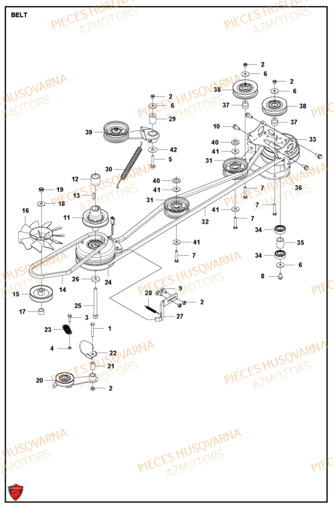 Courroie HUSQVARNA PIECES TONDEUSE AUTOPORTEE R420TSXAWD RIDER HUSQVARNA