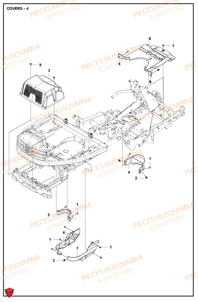 Couvercle 4 HUSQVARNA PIECES TONDEUSE AUTOPORTEE R420TSXAWD RIDER HUSQVARNA