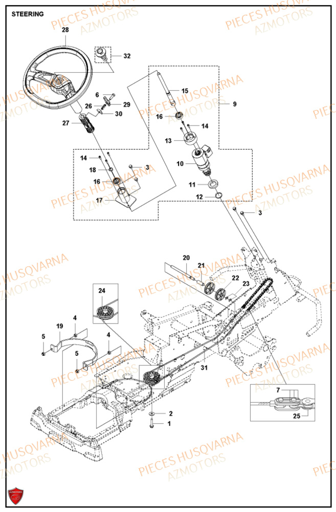 Direction HUSQVARNA PIECES TONDEUSE AUTOPORTEE R420TSXAWD RIDER HUSQVARNA