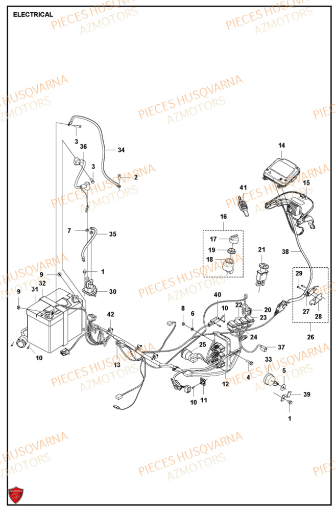 Electrique HUSQVARNA PIECES TONDEUSE AUTOPORTEE R420TSXAWD RIDER HUSQVARNA