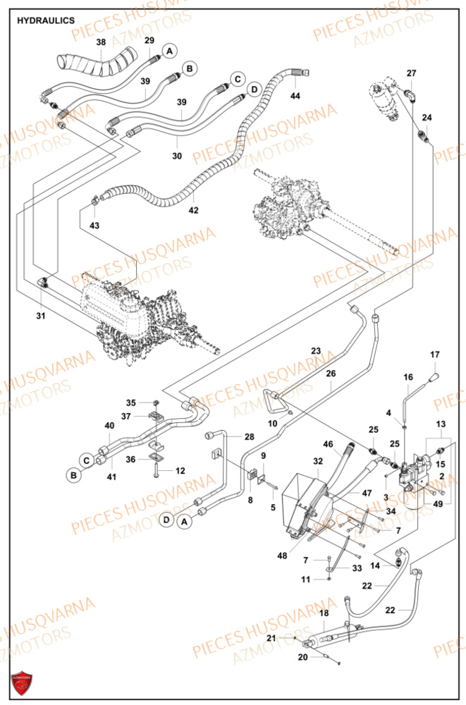 Hydraulics HUSQVARNA PIECES TONDEUSE AUTOPORTEE R420TSXAWD RIDER HUSQVARNA
