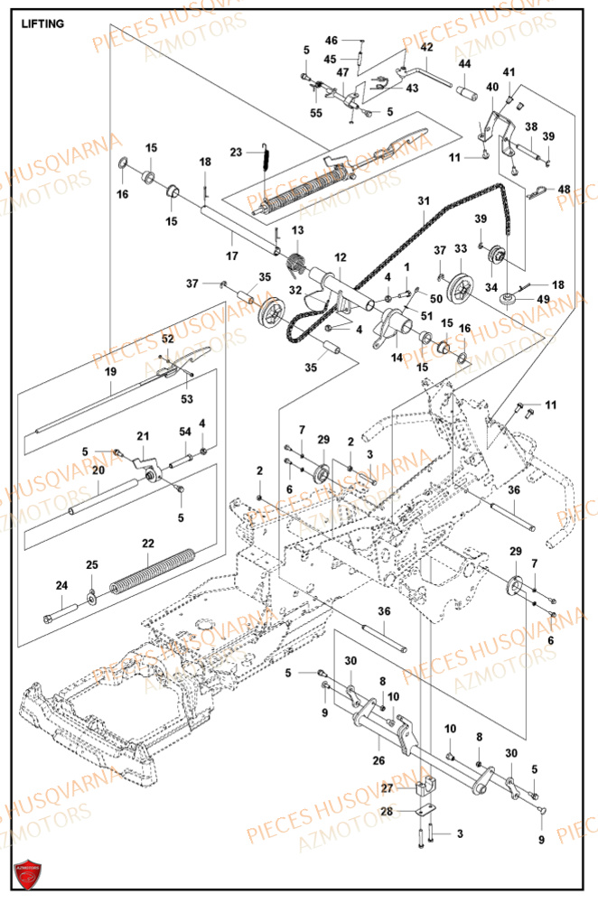 Levage De Tondeuse Et De Carter HUSQVARNA PIECES TONDEUSE AUTOPORTEE R420TSXAWD RIDER HUSQVARNA