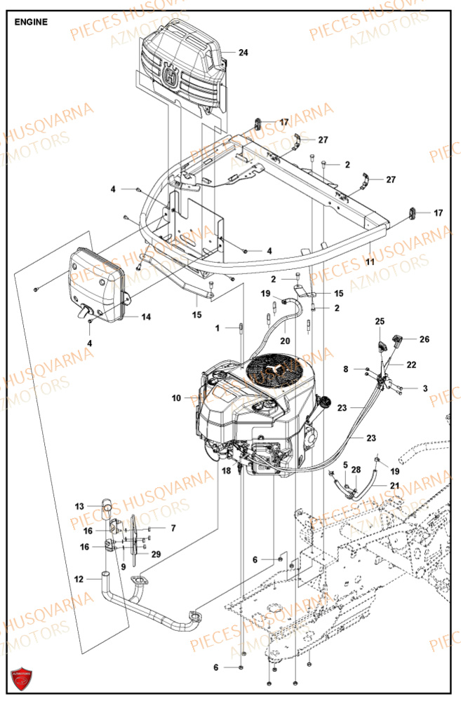 Moteur HUSQVARNA PIECES TONDEUSE AUTOPORTEE R420TSXAWD RIDER HUSQVARNA