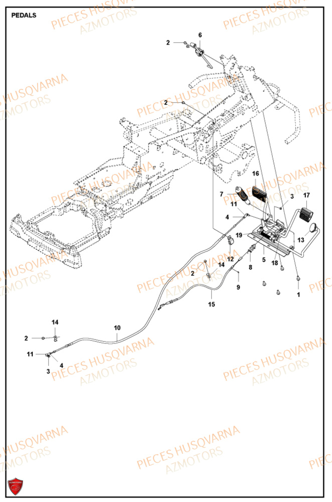 Pedales HUSQVARNA PIECES TONDEUSE AUTOPORTEE R420TSXAWD RIDER HUSQVARNA