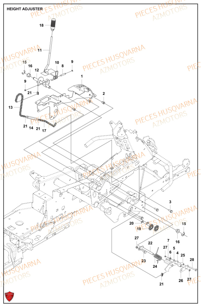 Reglage De La Hauteur HUSQVARNA PIECES TONDEUSE AUTOPORTEE R420TSXAWD RIDER HUSQVARNA