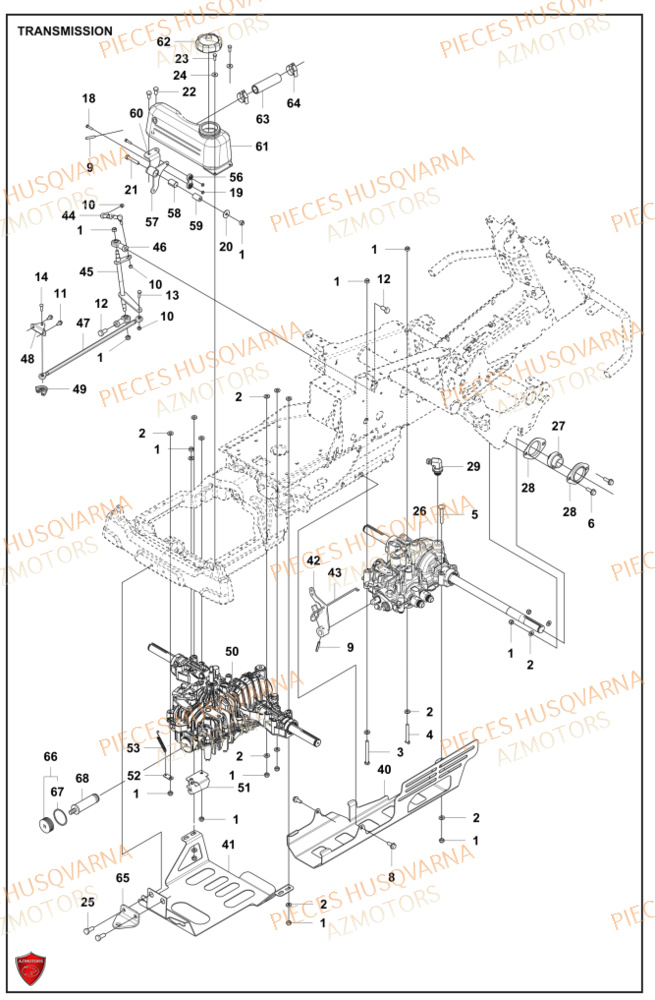 Transmission HUSQVARNA PIECES TONDEUSE AUTOPORTEE R420TSXAWD RIDER HUSQVARNA
