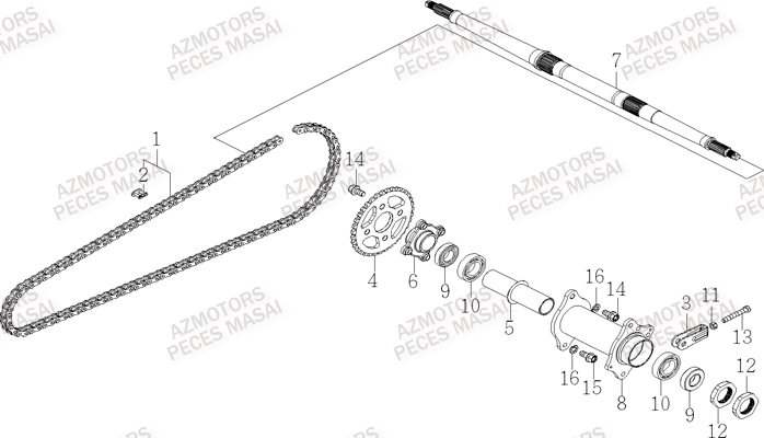 AXE ARRIERE AZMOTORS R50XL