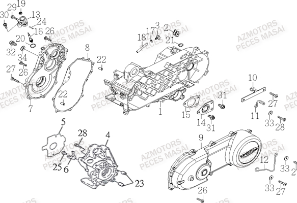 Carter Moteur AZMOTORS Pieces Quad R50XL