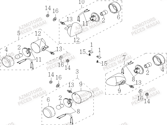 Clignotants AZMOTORS Pieces Quad R50XL