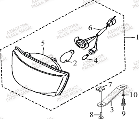 Eclairage Avant AZMOTORS Pieces Quad R50XL