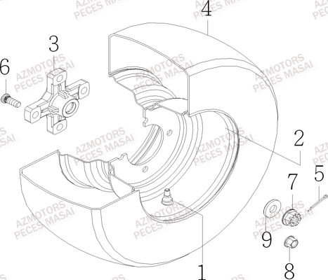 Roues Arriere AZMOTORS Pieces Quad R50XL