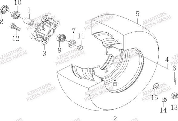 Roues Avant AZMOTORS Pieces Quad R50XL