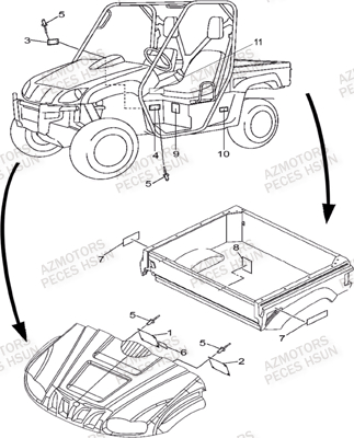 Autocollants HSUN Pièces Quad HSUN R7 - 700cc 4x4 EFI