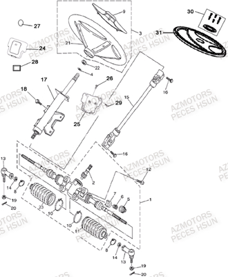 Colonne De Direction HSUN Pièces Quad HSUN R7 - 700cc 4x4 EFI