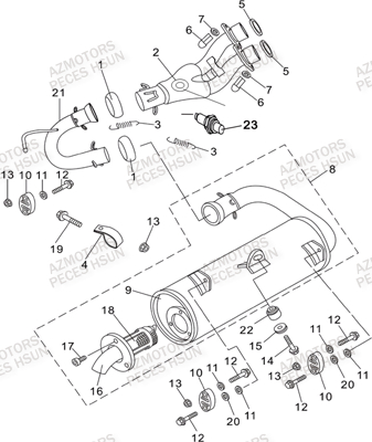 Echappement HSUN Pièces Quad HSUN R7 - 700cc 4x4 EFI