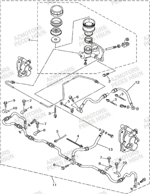 Maitre Cylindre Frein 3 Disques HSUN Pièces Quad HSUN R7 - 700cc 4x4 EFI