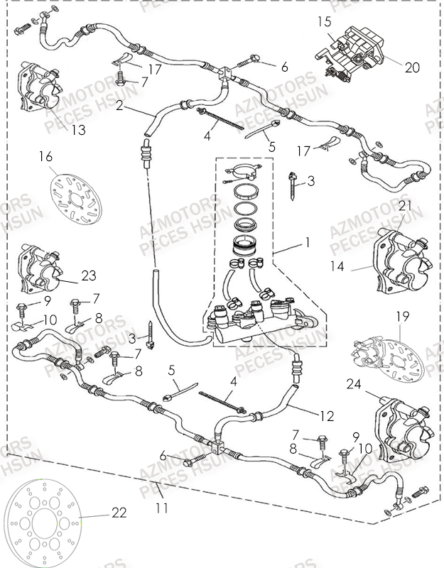 Systeme De Frein 4 Disques HSUN Pièces Quad HSUN R7 - 700cc 4x4 EFI