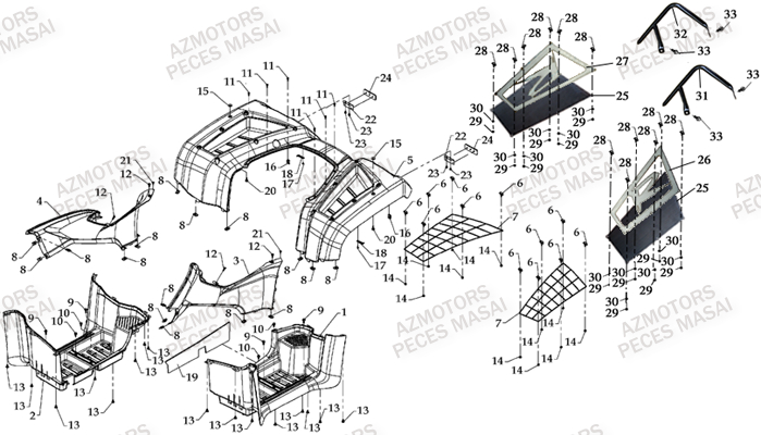 Carrosserie Arriere MASAI Pièces Quad R700 DRIFT