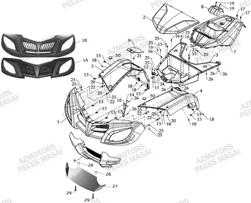 Carrosserie Avant MASAI Pièces Quad R700 DRIFT