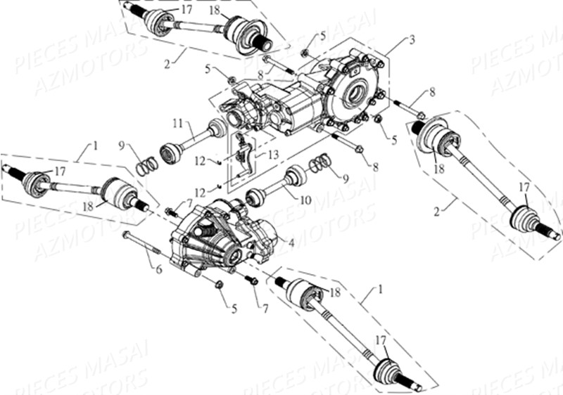 PONT ARRIERE PONT AVANT AZMOTORS R700 DRIFT