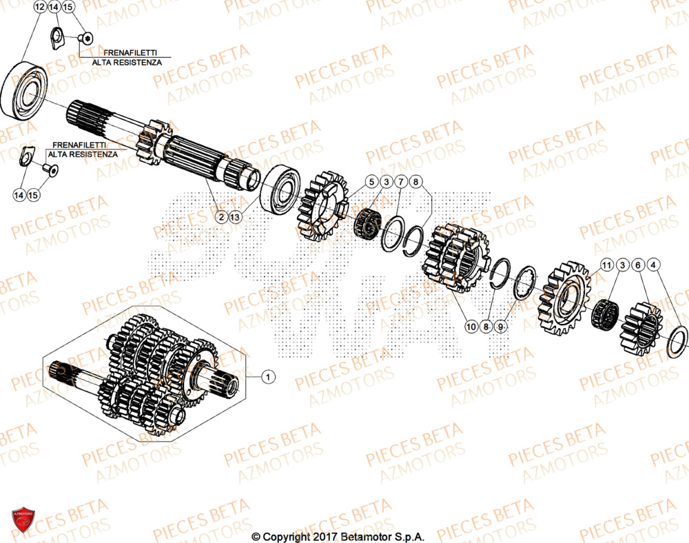 Arbre Primaire BETA Pieces Beta RR 200 RACE 2T - 2026