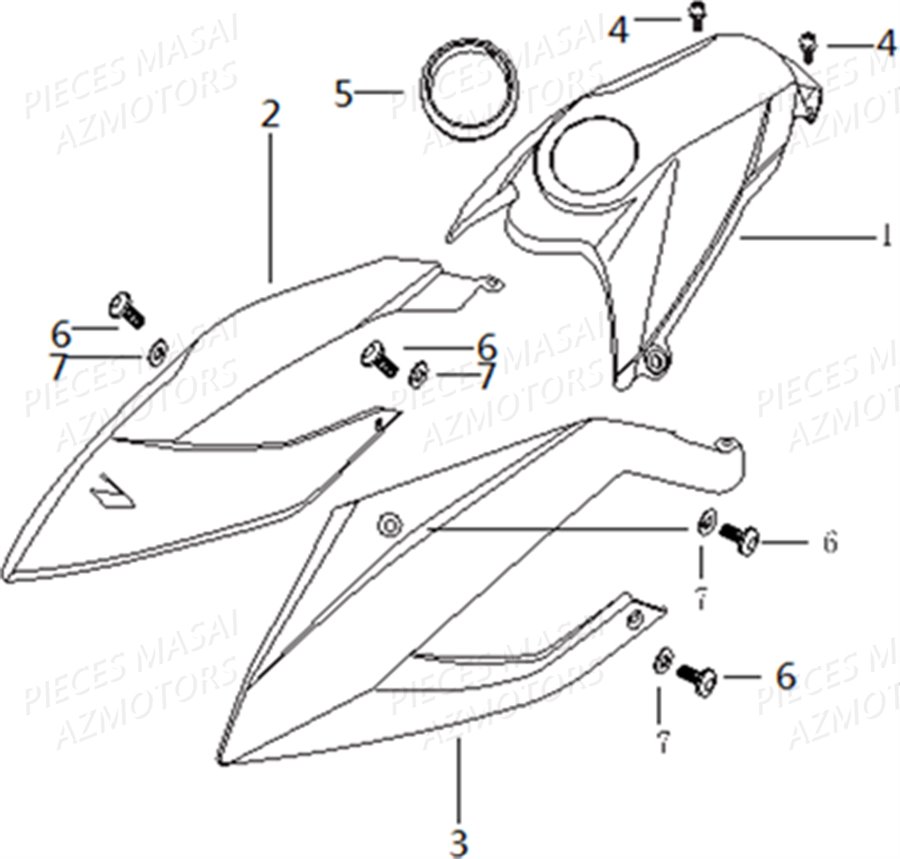 CACHES AVANT LATERAUX RESERVOIR AUTOCOLLANTS AZMOTORS RAZER 50