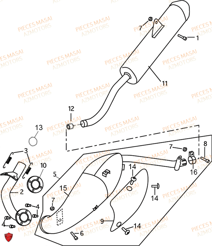 Echappement MASAI Pièces Moto RAZER 50cc