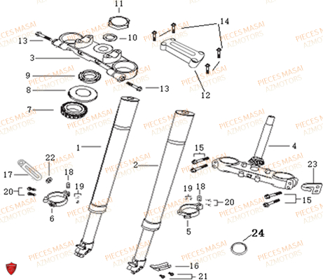 Fourche MASAI Pièces Moto RAZER 50cc
