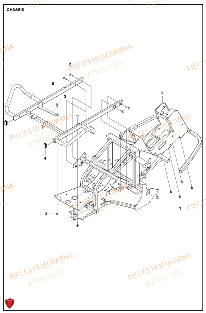 Chassis 1 HUSQVARNA PIECES TONDEUSE AUTOPORTEE RC318T HUSQVARNA