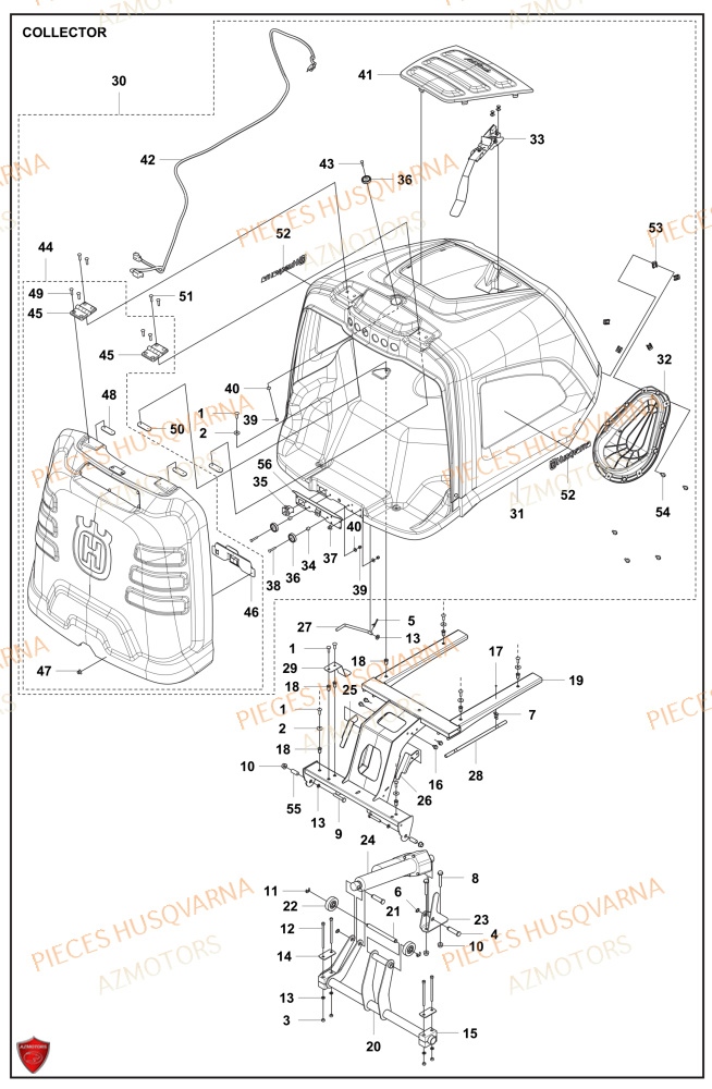 Collector HUSQVARNA PIECES TONDEUSE AUTOPORTEE RC318T HUSQVARNA