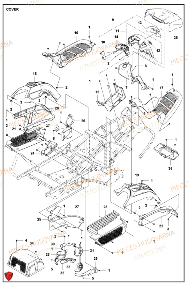 Couvercle HUSQVARNA PIECES TONDEUSE AUTOPORTEE RC318T HUSQVARNA