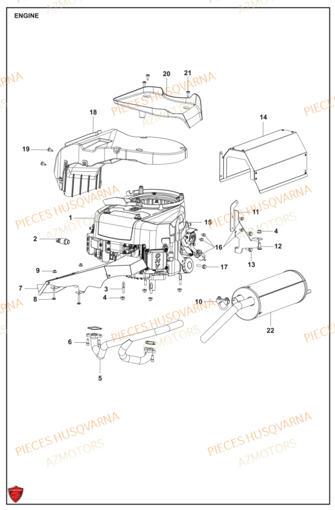 Moteur HUSQVARNA PIECES TONDEUSE AUTOPORTEE RC318T HUSQVARNA