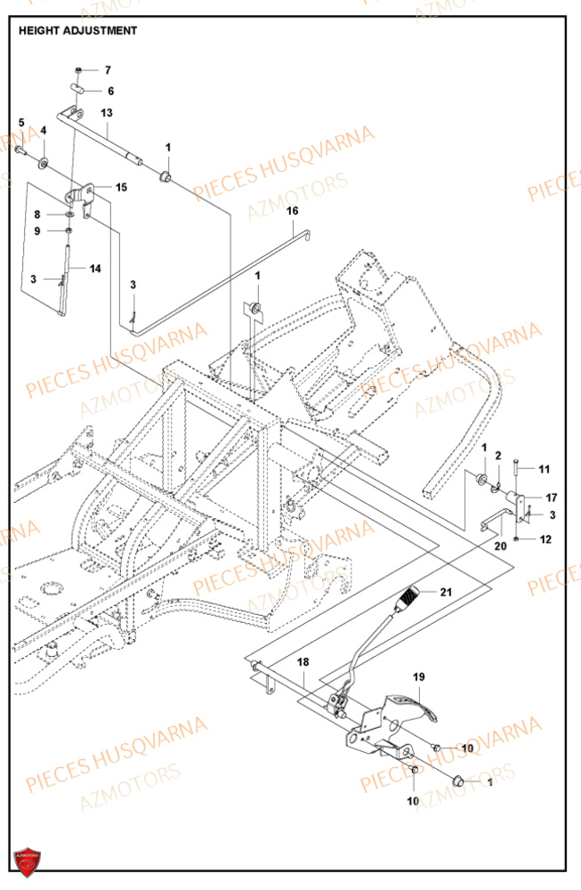 Reglage De La Hauteur HUSQVARNA PIECES TONDEUSE AUTOPORTEE RC318T HUSQVARNA