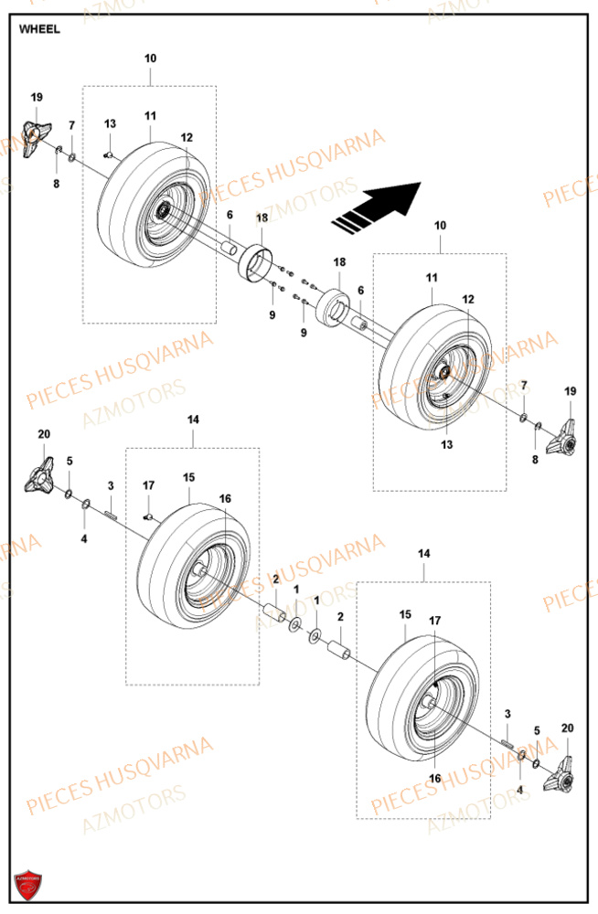 Roues Et Pneus HUSQVARNA PIECES TONDEUSE AUTOPORTEE RC318T HUSQVARNA